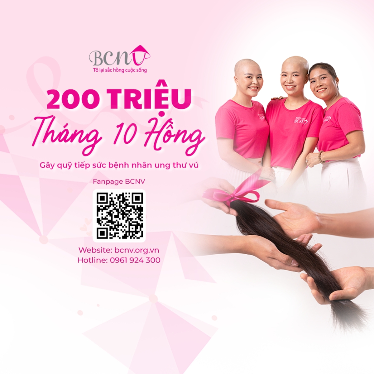 200 triệu gây quỹ Tháng 10 Hồng tiếp sức bệnh nhân ung thư vú